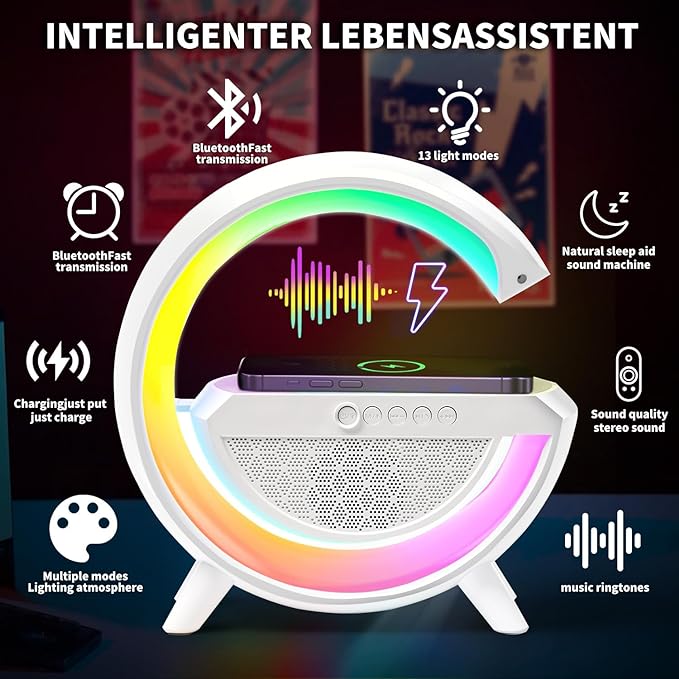 Sveglia ricarica Wireless RGB con Cassa Musica
