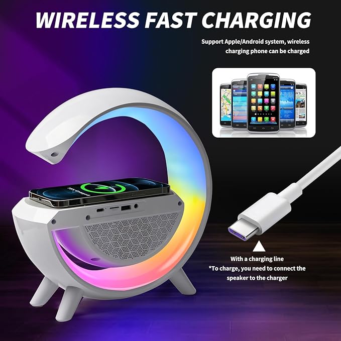 Sveglia ricarica Wireless RGB con Cassa Musica