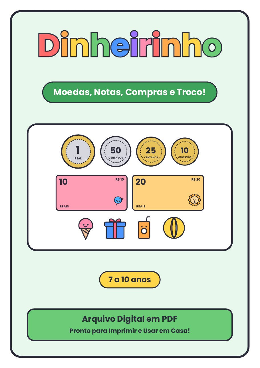 Dinheirinho: Moedas, Notas, Compras e Troco!