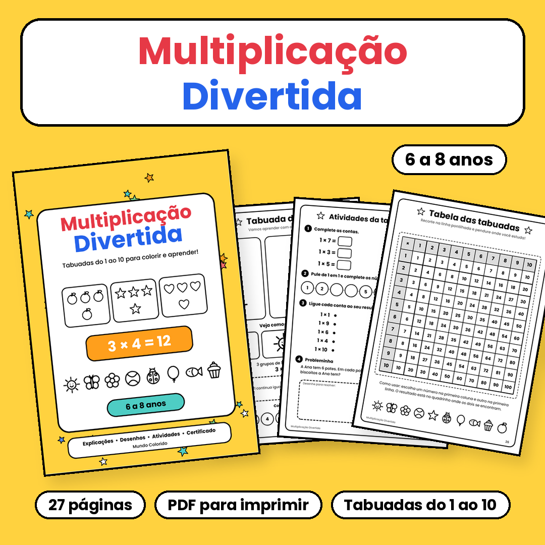 Multiplicação Divertida: Tabuadas do 1 ao 10 para Colorir e Aprender!