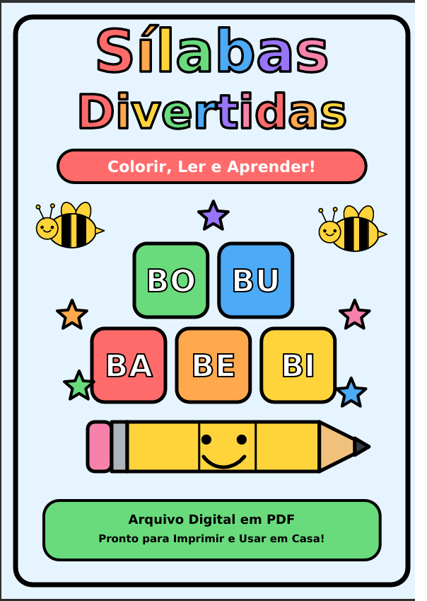 Sílabas Divertidas: Colorir, Ler e Aprender!