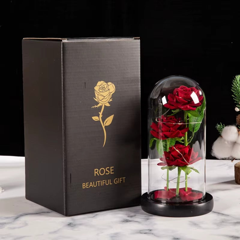 Rosa in vetro con led