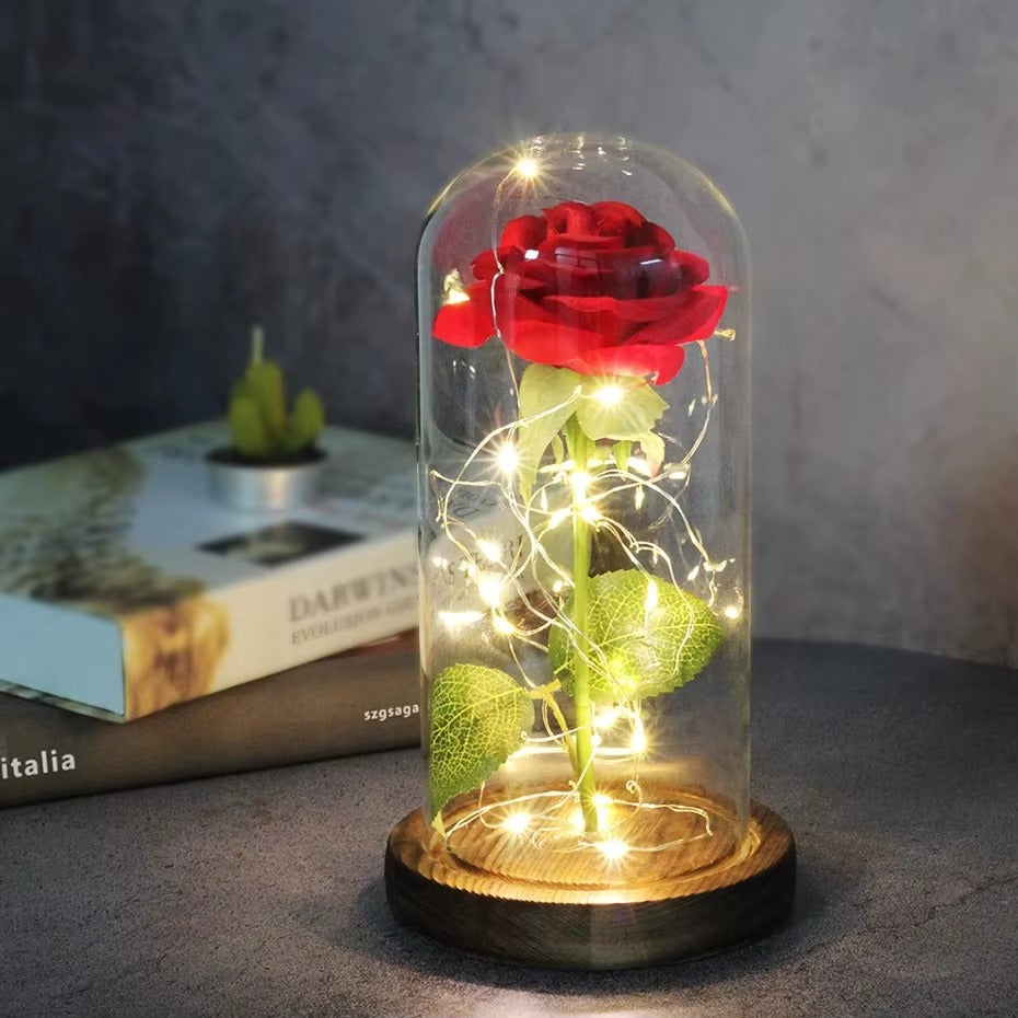 Rosa in vetro con led